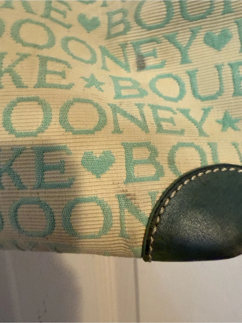 Y2K Dooney & Bourke Cream and Mint Canvas Logo Satchel